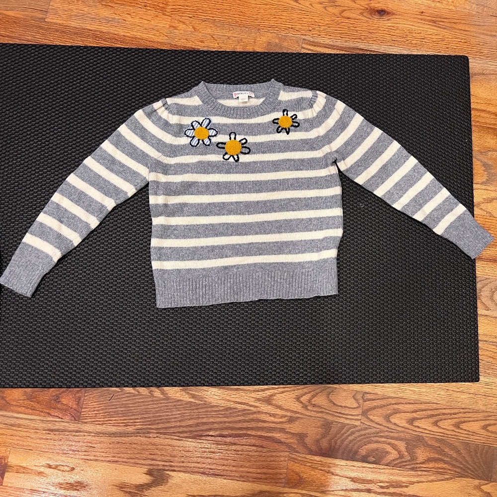 J. Crew/Crewcuts Floral Striped Sweater - Size 6-7